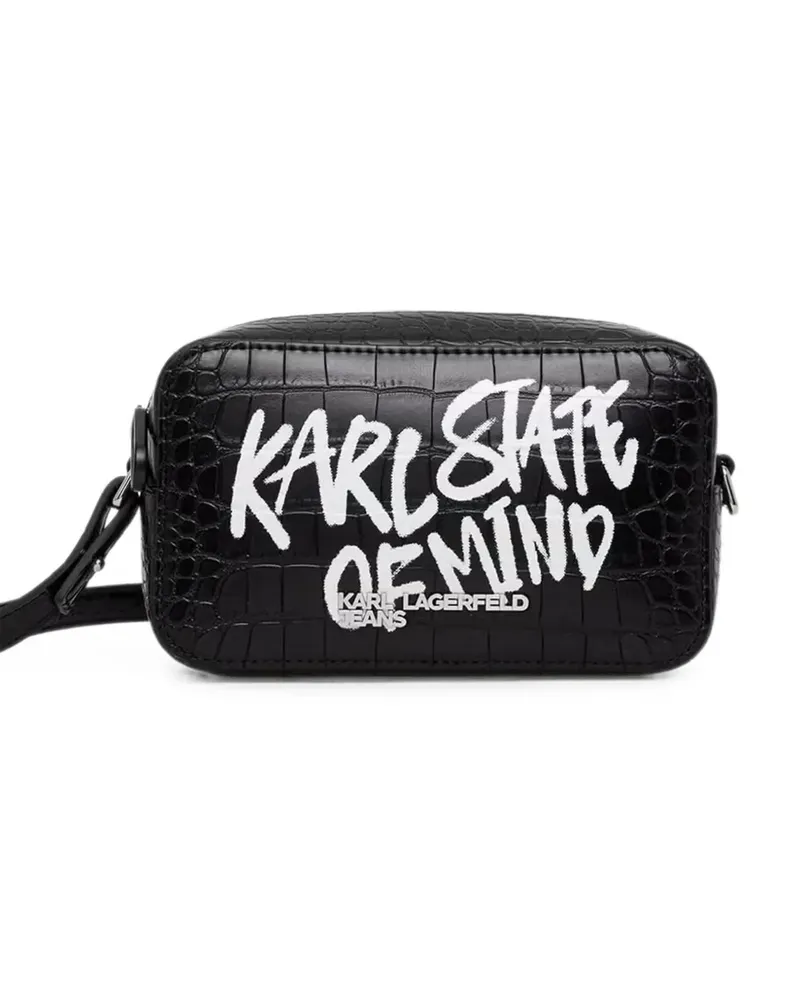 Karl Lagerfeld croc-effect logo-print shoulder bag - Schwarz Schwarz