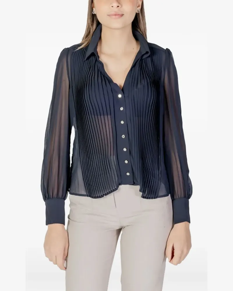 Morgan pleated semi-sheer shirt - Blau Blau