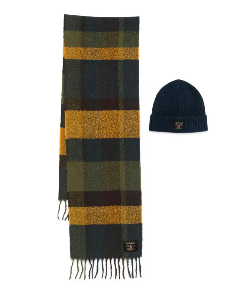 Barbour checked fringed scarf - Grün Grün