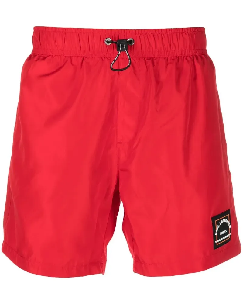 Karl Lagerfeld Badeshorts mit Kordelzug - Rot Rot