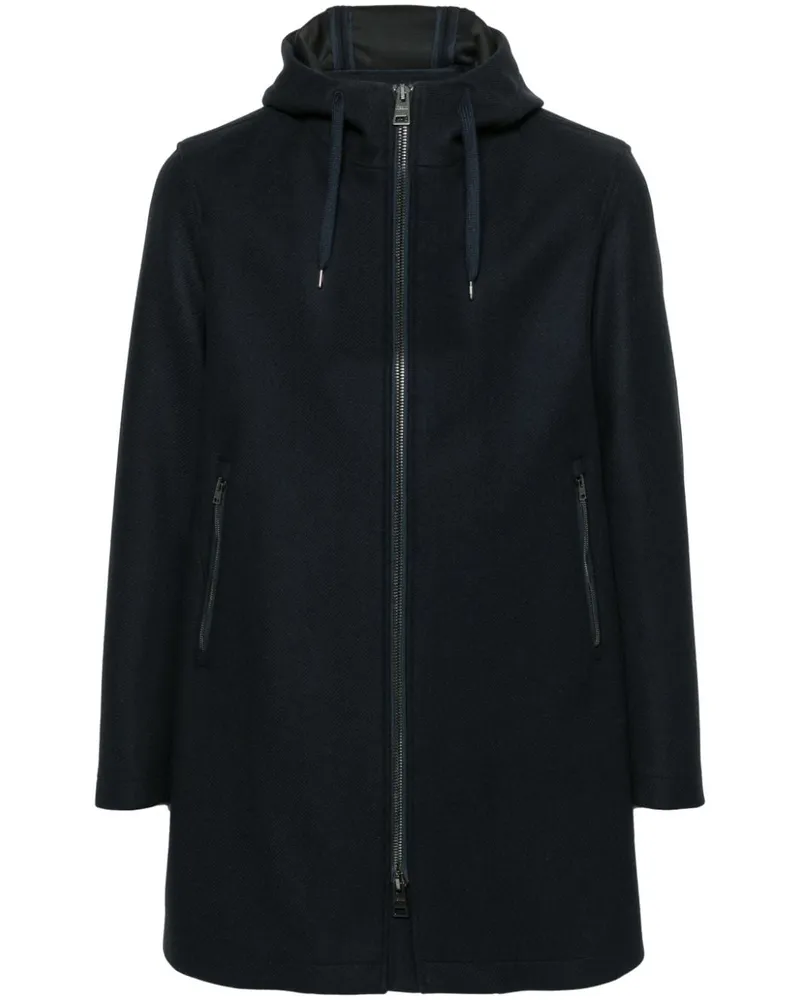 Herno Kapuzenmantel mit Logo-Schild - Blau Blau