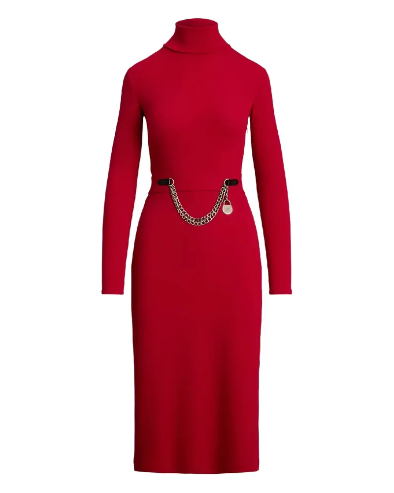 Ralph Lauren turtleneck chain-trim midi dress - Rot Rot