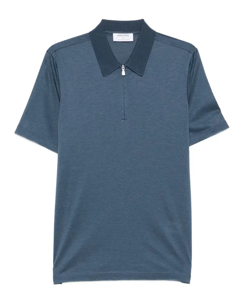 Gran Sasso zip cotton polo shirt - Blau Blau