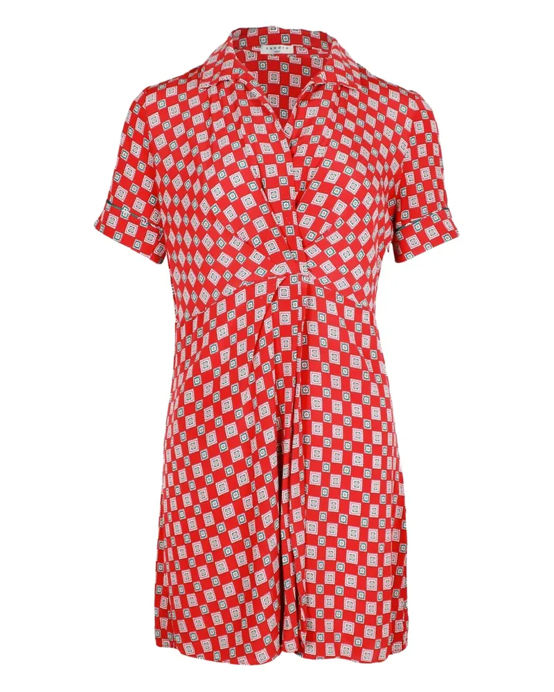 Sandro square-print front-knot mini dress - Rot Rot