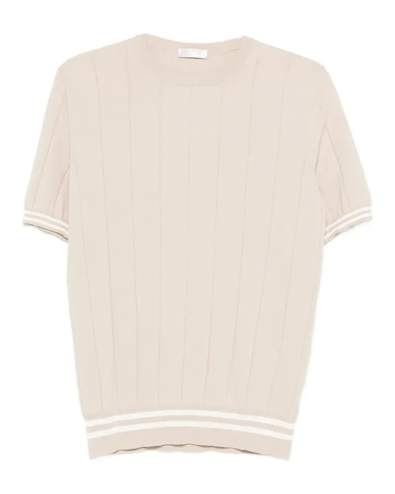 PANICALE Cashmere ribbed striped T-shirt - Nude Nude