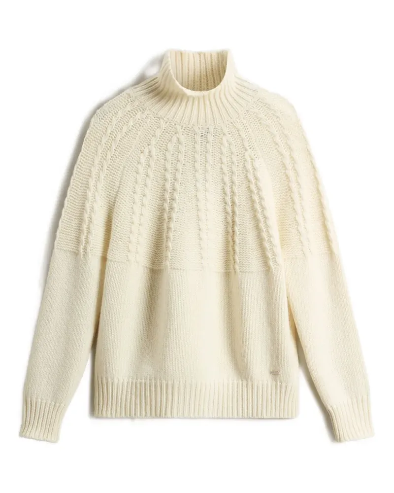 Woolrich Rollkragenpullover mit Zopfmuster - Weiß Weiß