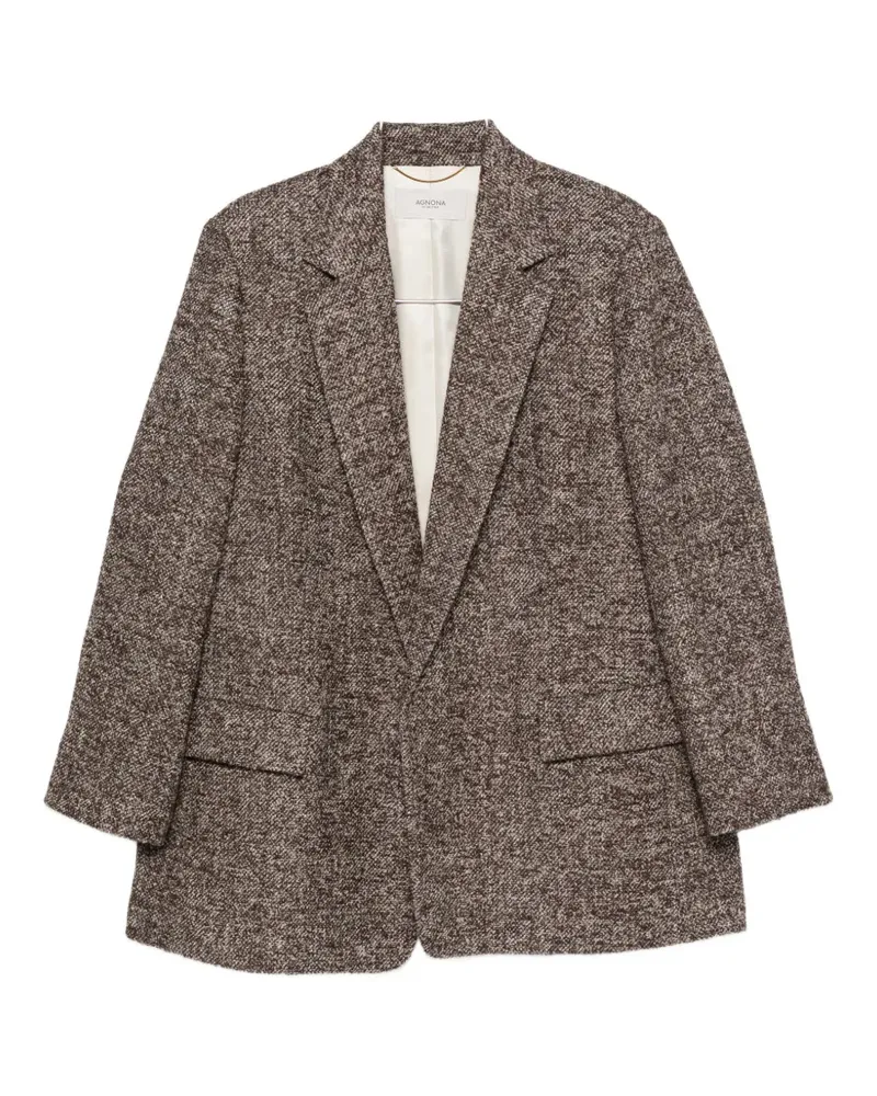 AGNONA Tweed-Blazer mit fallendem Revers - Braun Braun