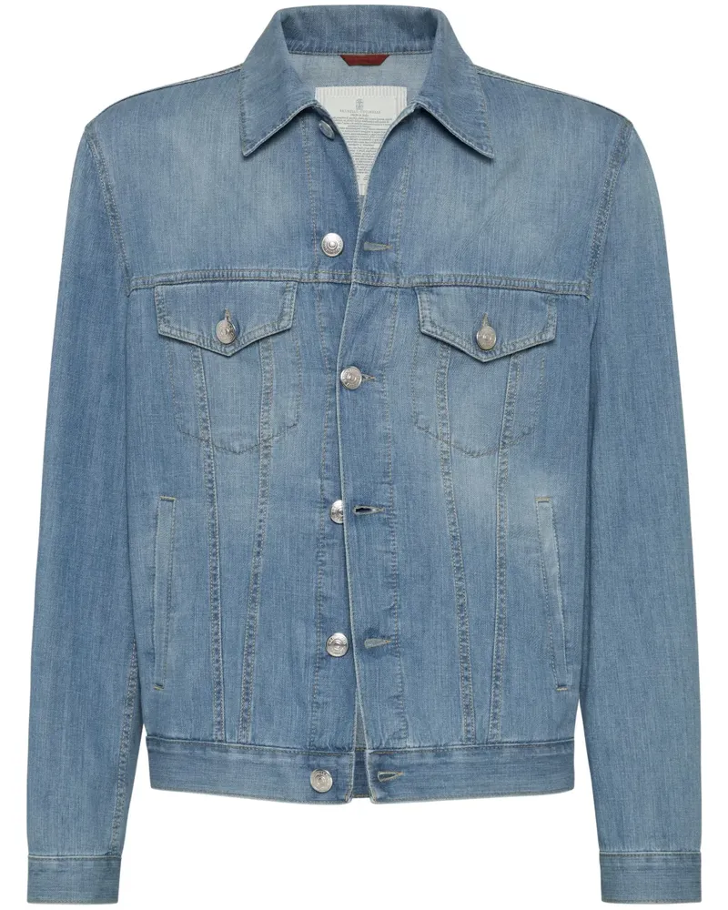 Brunello Cucinelli Jeansjacke mit Knopfleiste - Blau Blau