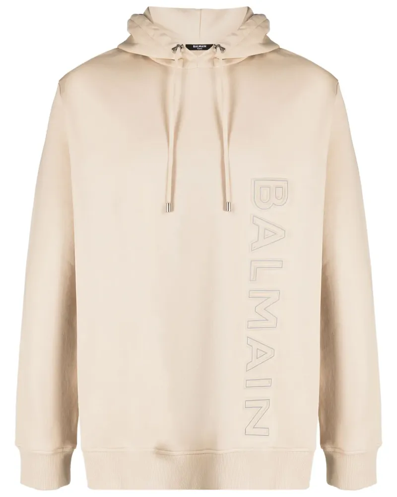 Balmain Hoodie mit Logo-Prägung - Nude Nude