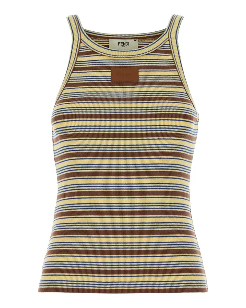 Fendi striped ribbed tank top - Gelb Gelb