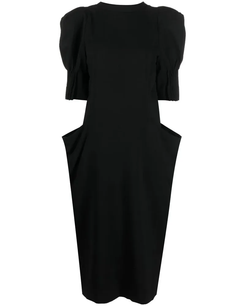 BITE Studios Midikleid mit kurzen Ärmeln - Schwarz Schwarz