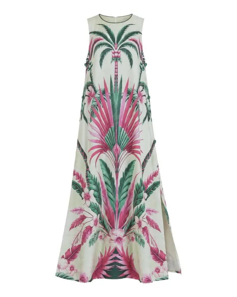 For Restless Sleepers Penelope palm-print silk maxi dress - Nude Nude
