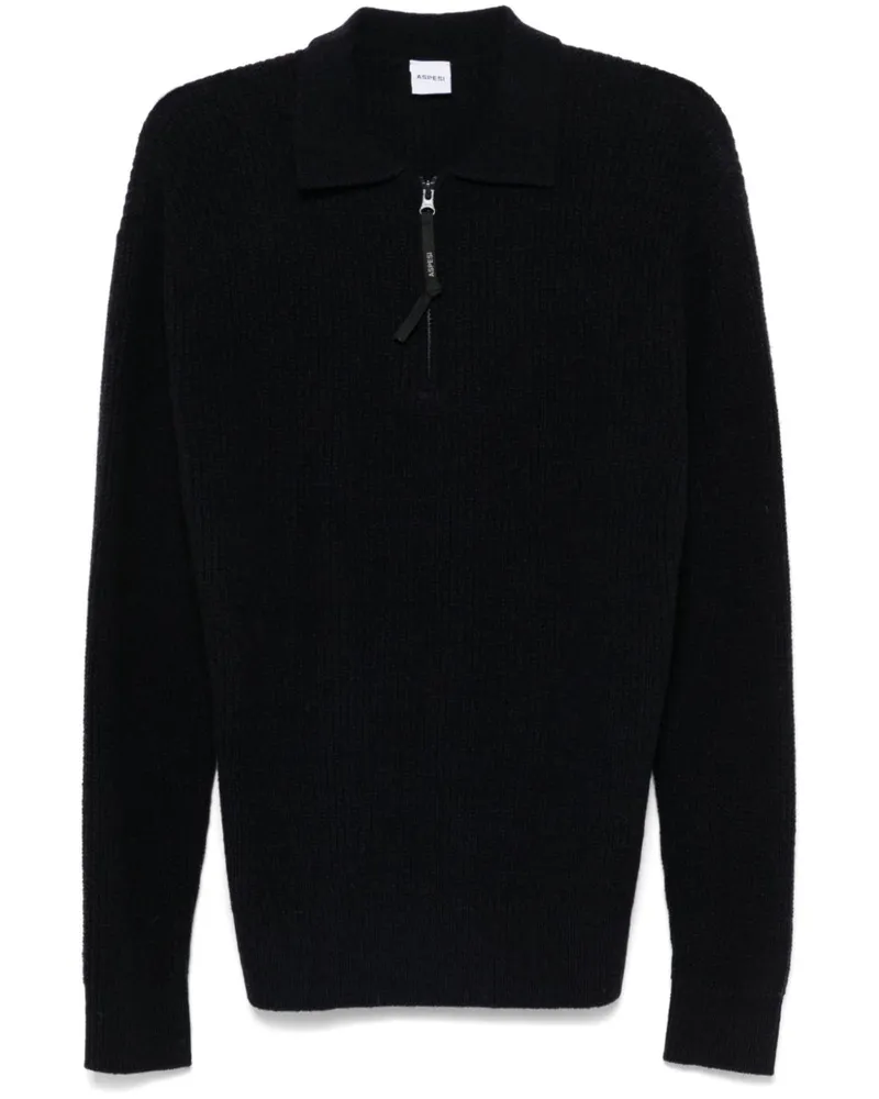 ASPESI Poloshirt in Fischerstrick - Blau Blau