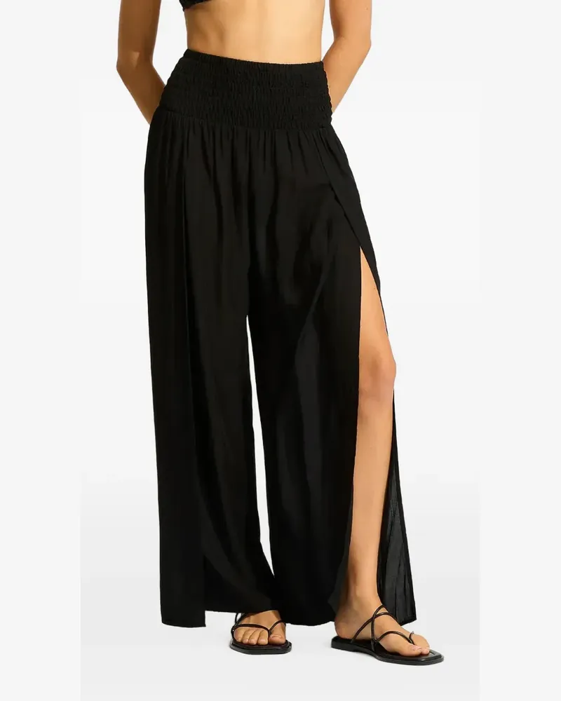 Seafolly Australia smocked side-slit trousers - Schwarz Schwarz