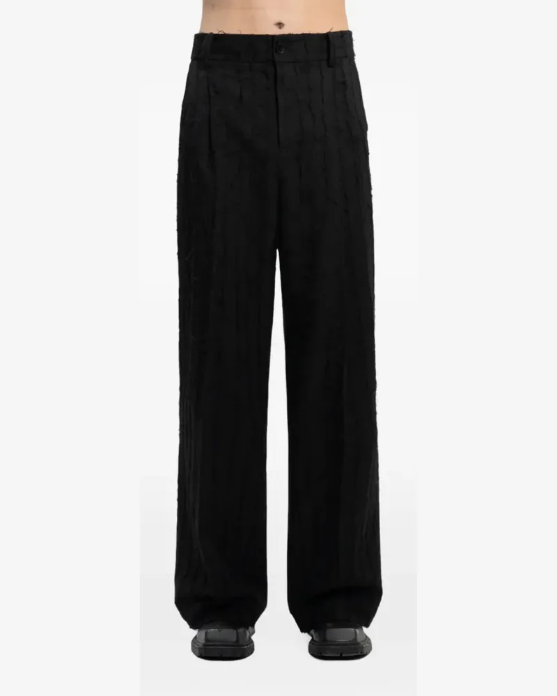 Feng Chen Wang frayed paneled trousers - Schwarz Schwarz