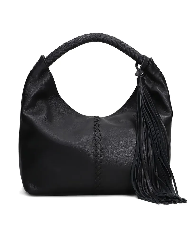 SIEDRES mini Galia braided tassel tote bag - Schwarz Schwarz
