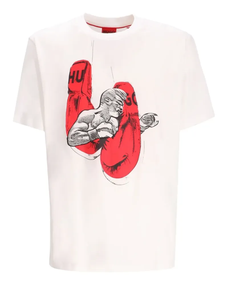 HUGO BOSS T-Shirt mit Boxing-Print - Weiß Weiß