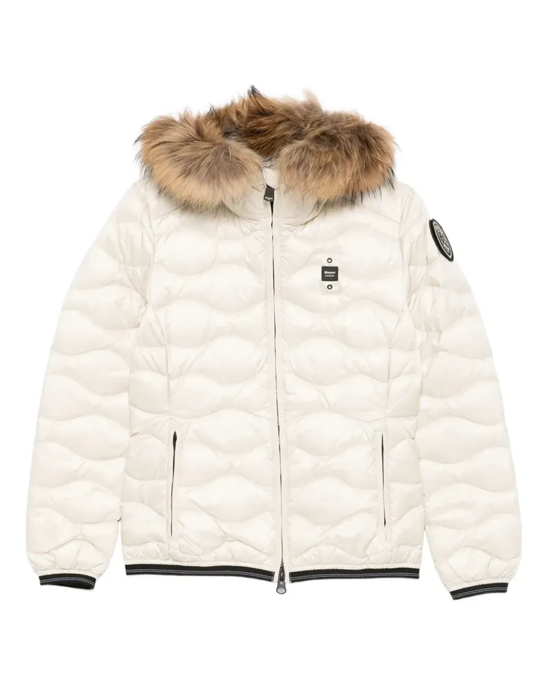 Blauer Gefütterte Kapuzenjacke mit Logo - Weiß Weiß