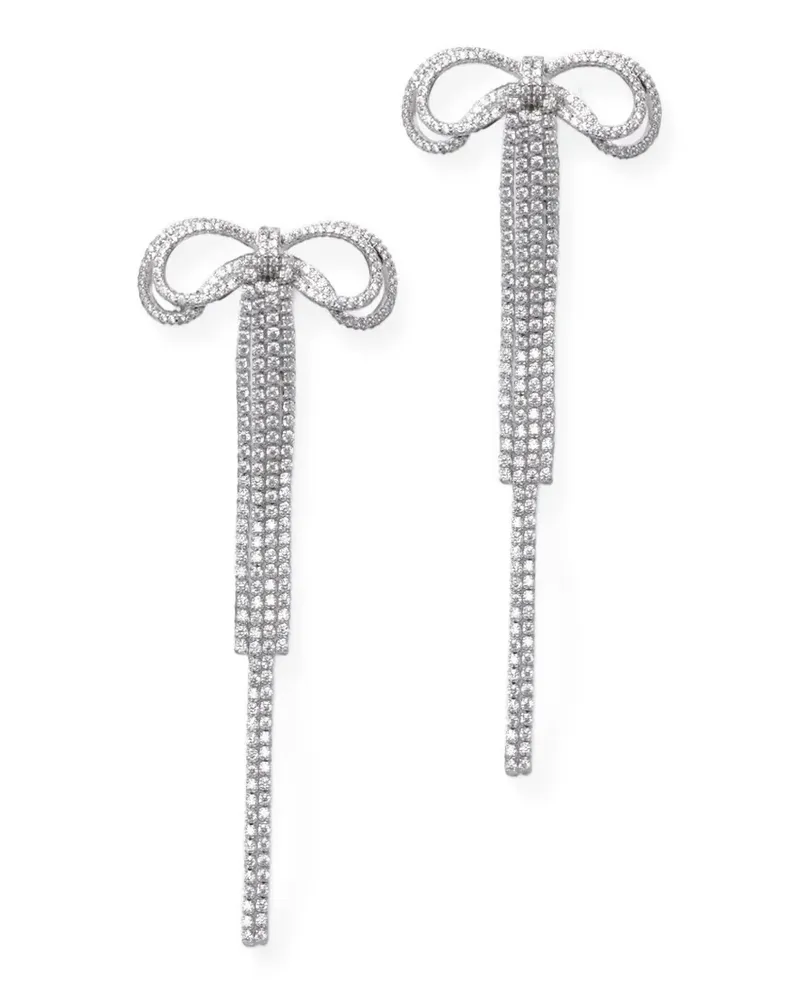Self-Portrait Double Crystal Bow Ohrringe - Silber Silber