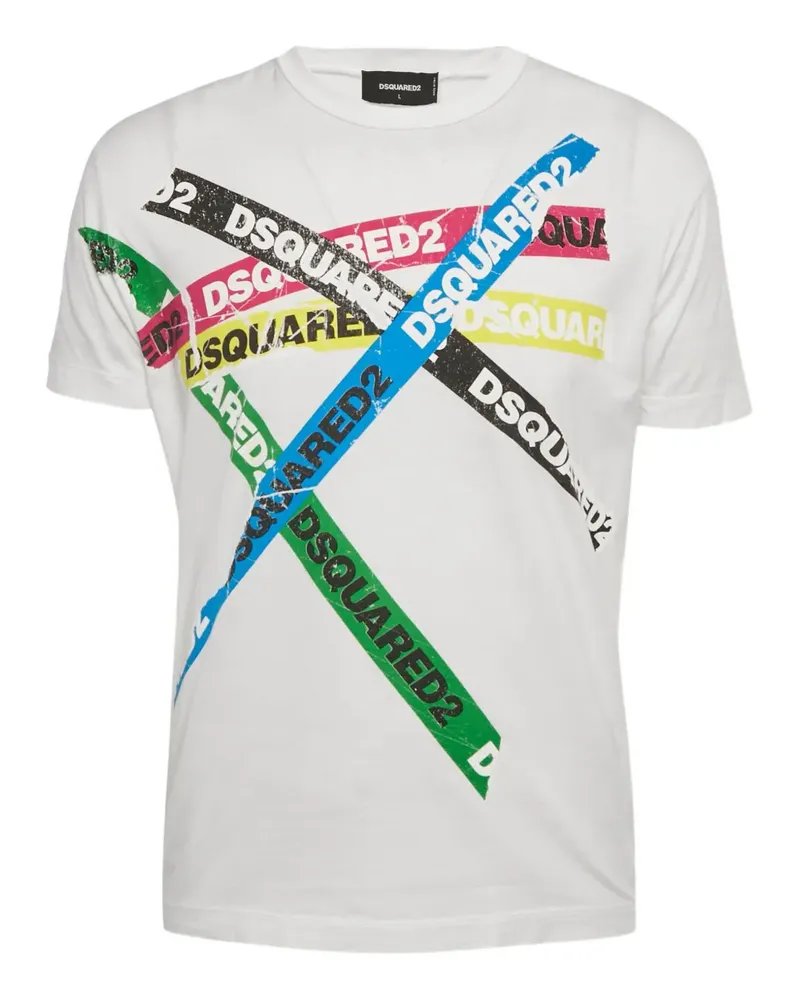 Dsquared2 T-Shirt mit Logo-Streifen - Weiß Weiß