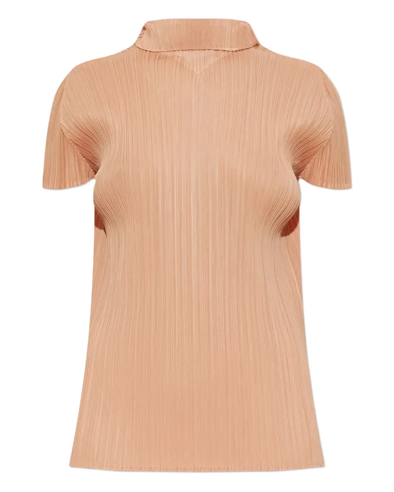 Issey Miyake pleated high-neck blouse - Orange Orange