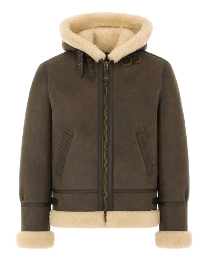 Schott N.Y.C shearling-lined leather jacket - Braun Braun