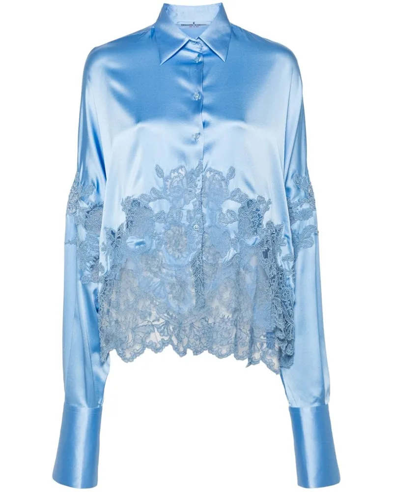 Ermanno Scervino Top mit Spitzeneinsatz Blau