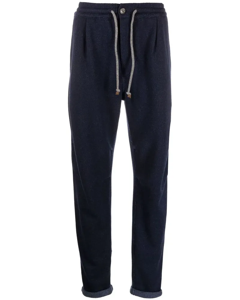 Brunello Cucinelli Gerade Kaschmirhose mit Kordelzug - Blau Blau