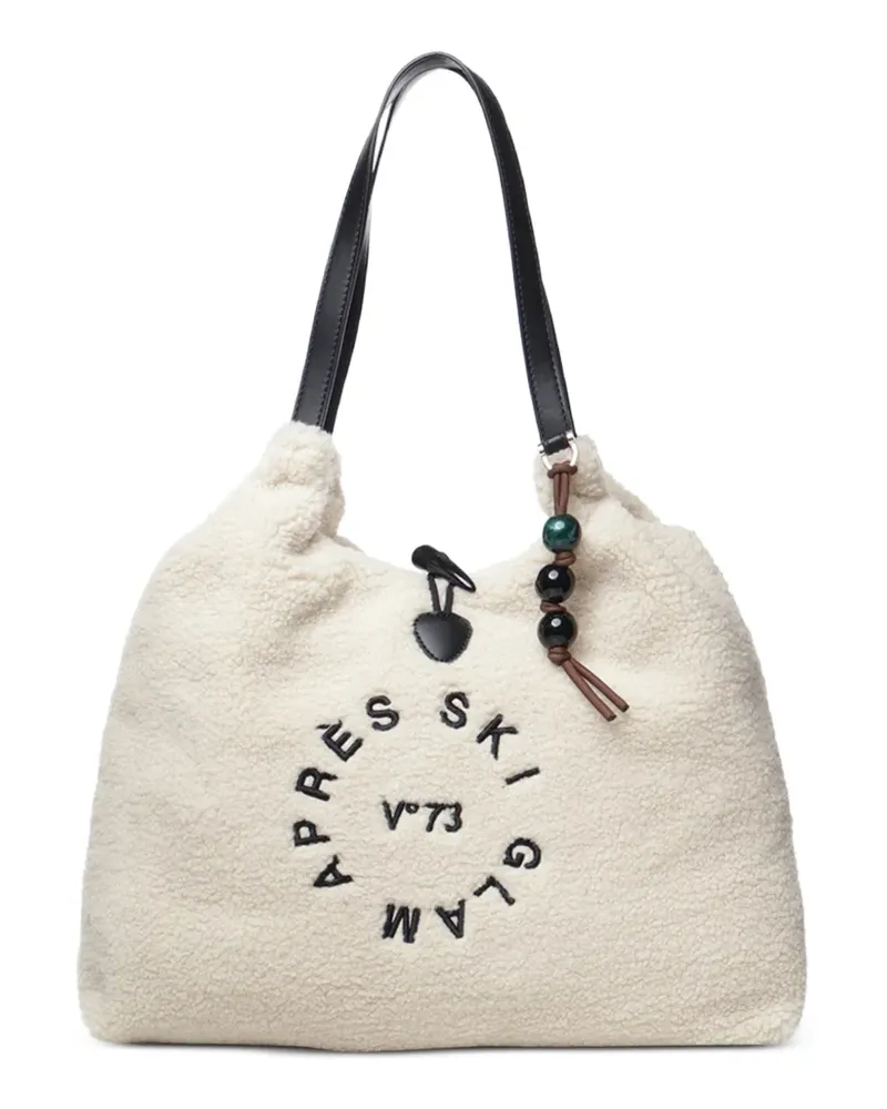 V°73 Schultertasche mit Teddy-Effekt - Nude Nude