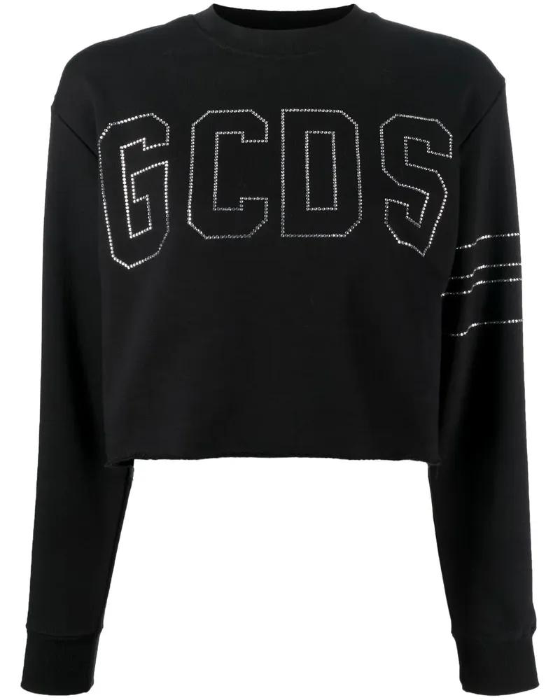 GCDS Cropped-Sweatshirt mit Logo - Schwarz Schwarz