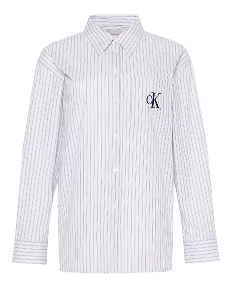 Calvin Klein Hemd mit gestreifter Tasche - Weiß Weiß