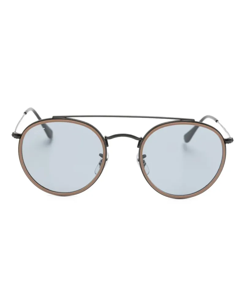 Ray Ban Runde Sonnenbrille mit Doppelsteg - Schwarz Schwarz