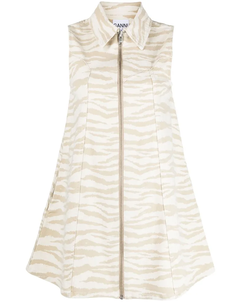 Ganni Kleid mit Zebra-Print - Nude Nude