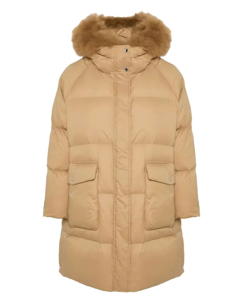 Yves Salomon fur-trim coat - Nude Nude
