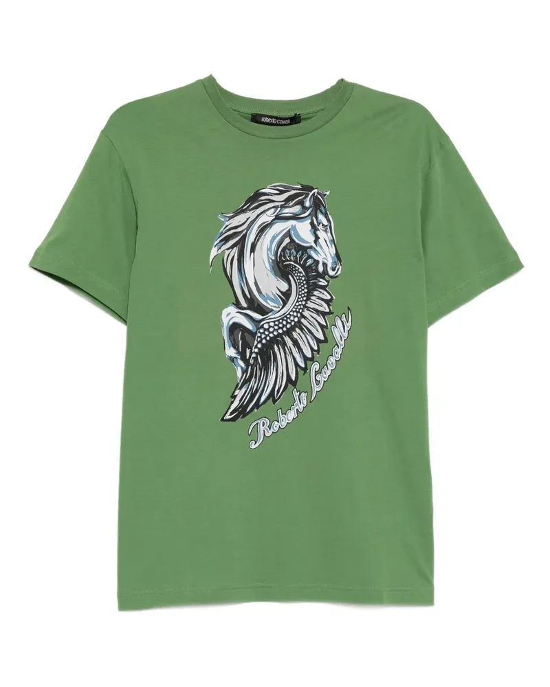 Roberto Cavalli graphic-print cotton T-shirt - Grün Grün