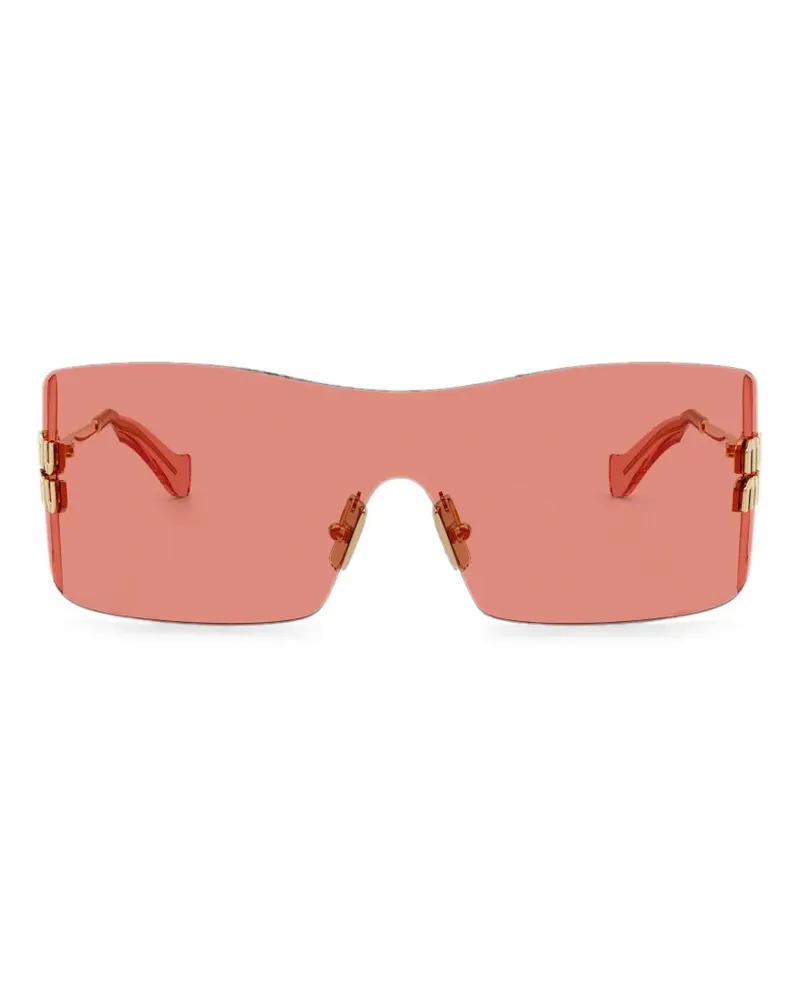 Miu Miu logo-plaque rectangle-frame sunglasses - Rosa Rosa