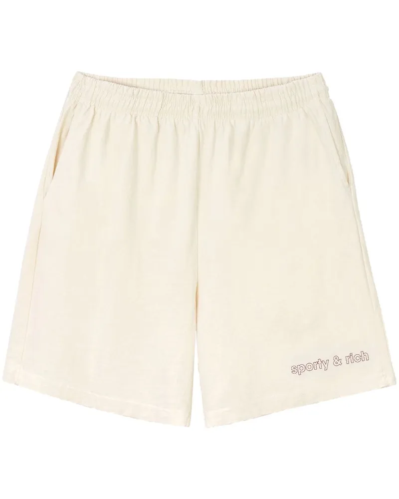 SPORTY & RICH Shorts mit Logo - Weiß Weiß