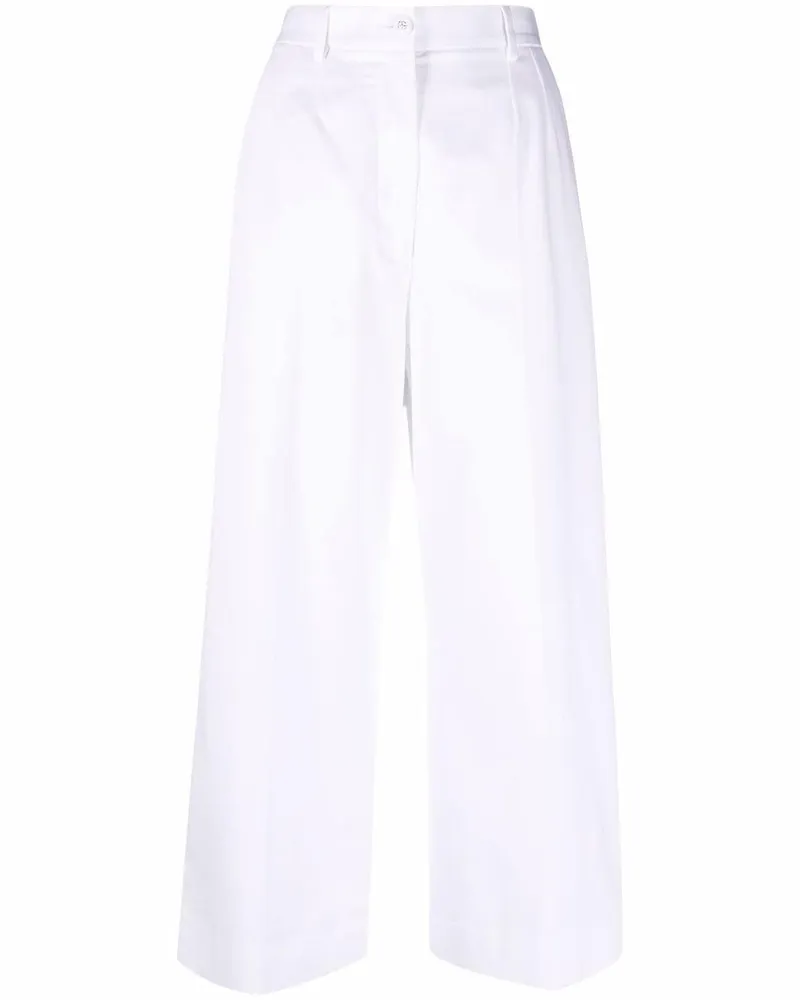 Dolce & Gabbana Weite Cropped-Hose mit Logo - Weiß Weiß
