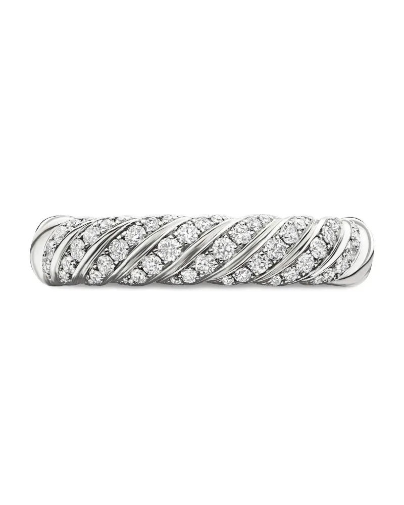 David Yurman 18kt sculpted Cable Weißgoldring mit Diamant 4,6mm - Silber Silber