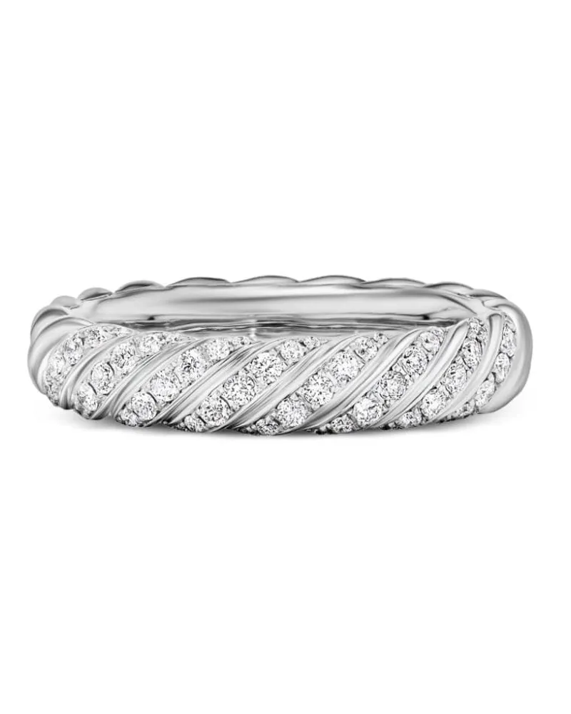 David Yurman 18kt sculpted Cable Weißgoldring mit Diamant 4,6mm - Silber Silber