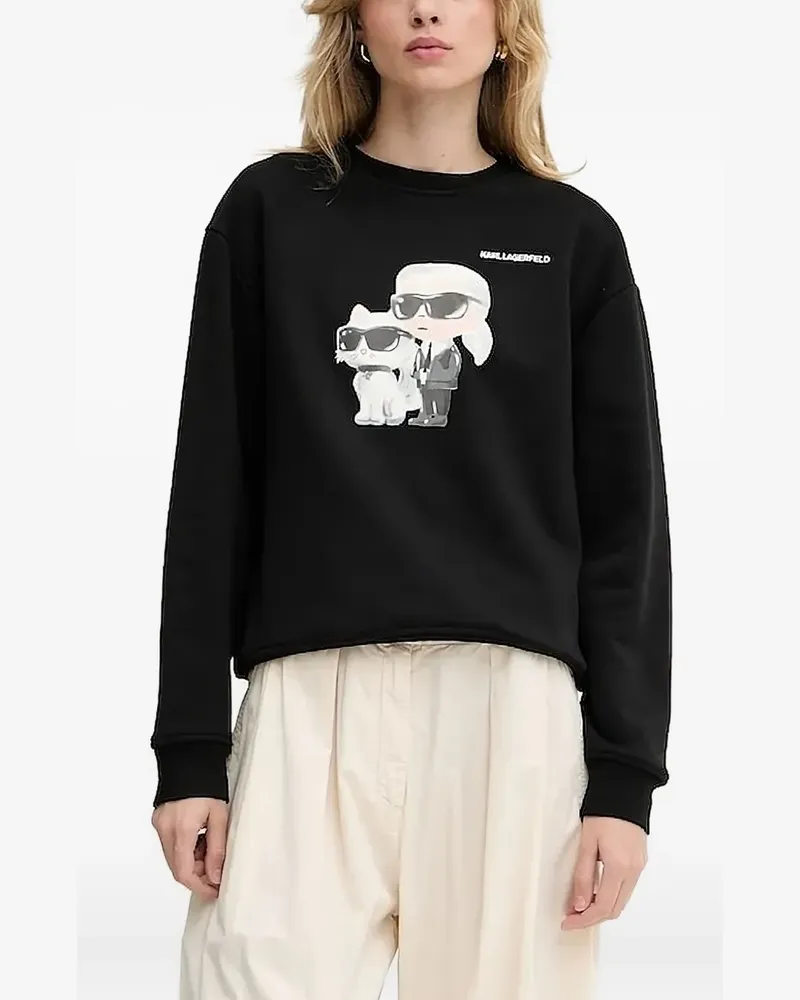 Karl Lagerfeld Ikon Sweatshirt mit Karl & Choupette-Print - Schwarz Schwarz