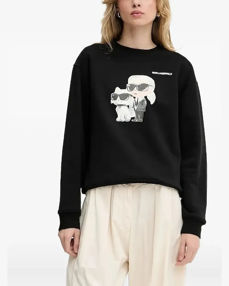Karl Lagerfeld Ikon Sweatshirt mit Karl & Choupette-Print - Schwarz Schwarz