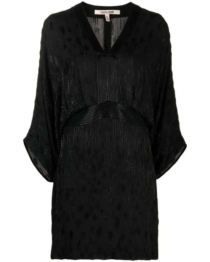 Roberto Cavalli Seidenkleid mit Perlen - Schwarz Schwarz