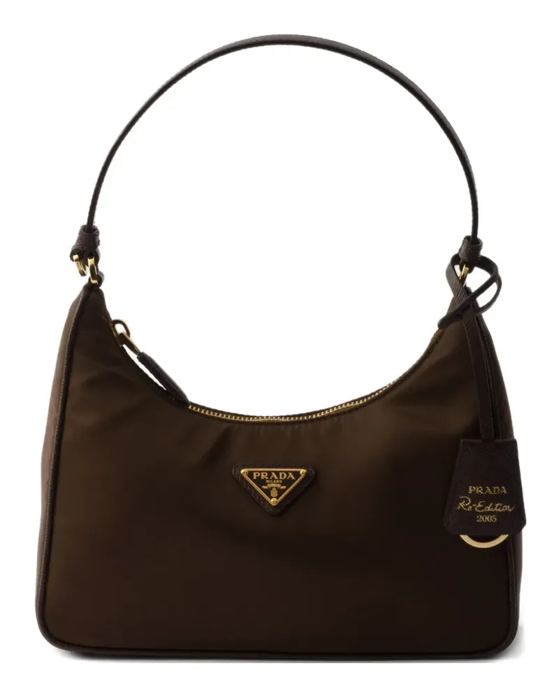 Prada mini Re-Edition 2005 logo-detail tote bag - Braun Braun