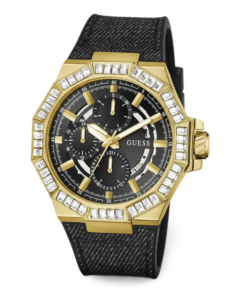 Guess Energy Armbanduhr mit Kristallen 45mm - Schwarz Schwarz