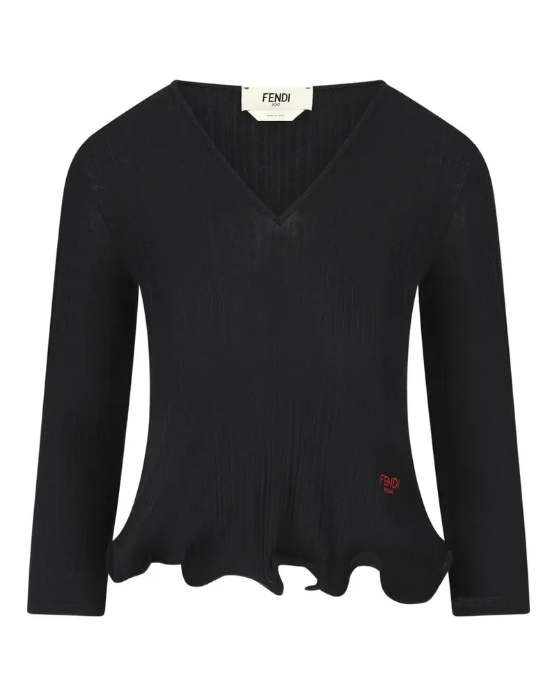 Fendi V-neck ruffled top - Schwarz Schwarz