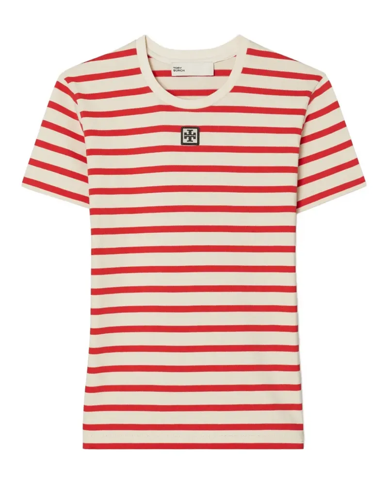 Tory Burch Gestreiftes T-Shirt - Rot Rot