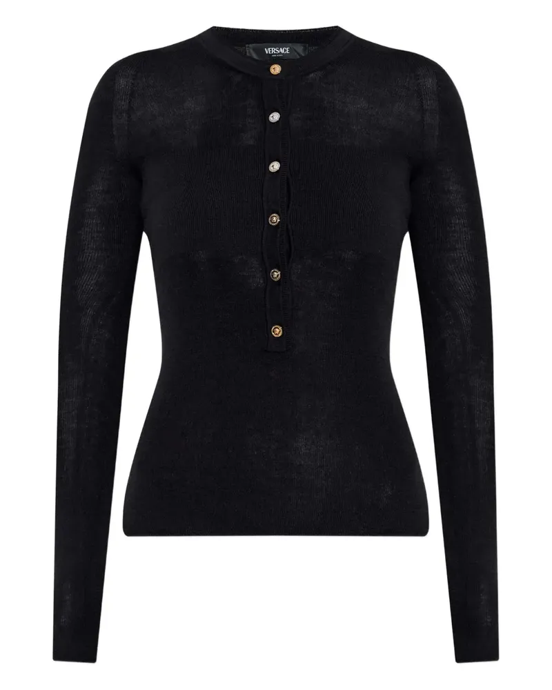 Versace Wollpullover mit Knopfverzierung - Schwarz Schwarz
