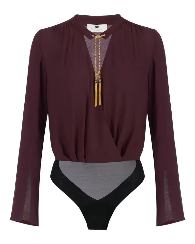 Elisabetta Franchi Georgette-Body mit Schmuckdetail - Rot Rot