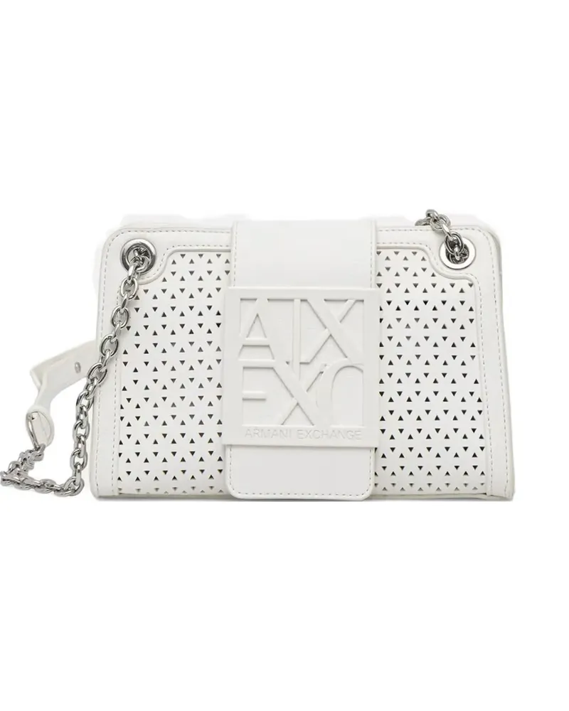 Armani Exchange perforated logo-plaque cross body bag - Weiß Weiß